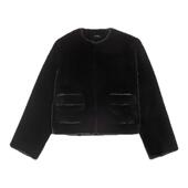 2025秋冬新款 女装 疗愈绒感法式 Maje博主同款 黑色短款 人造毛皮外套