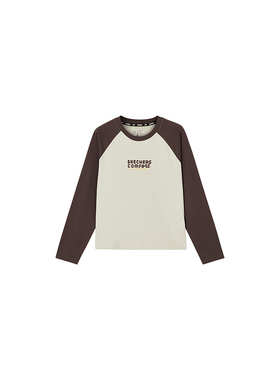 Skechers斯凯奇秋新款撞色插肩设计美拉德复古针织长袖T恤