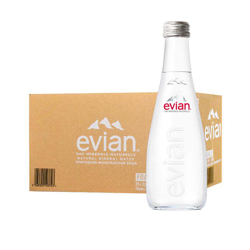 evian依云矿泉水法国进口330ml/750ml大瓶整箱玻璃瓶天然饮用水 - 实物图