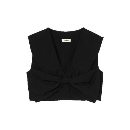 SANDRO女装优雅木耳边V领衬衫