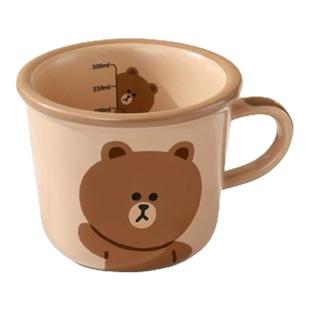 line布朗熊儿童杯子马克杯陶瓷女生喝水杯刻度杯大容量水杯敞口杯