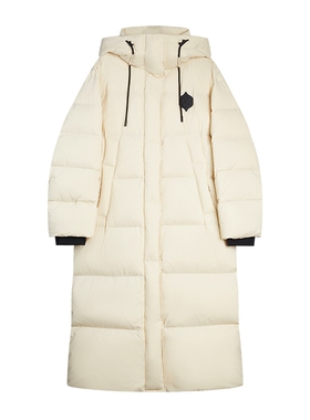 【鹅绒】ELLE90立领连帽长款羽绒服女2025冬季新款保暖高充绒外套