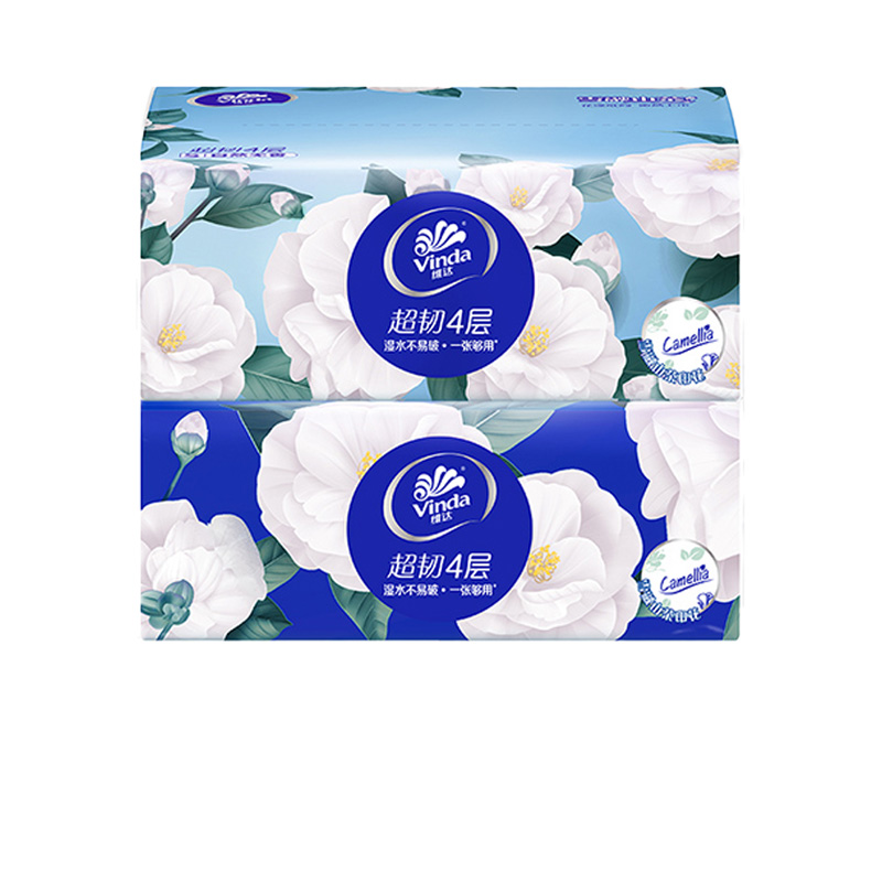 维达山茶花抽纸4层2包实惠装