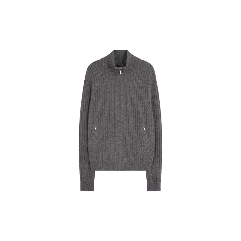 Gobi开衫纯色拉链针织保暖羊绒衫