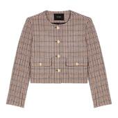 羊毛混纺千鸟格圆领短款 Maje2025秋冬款 气质通勤经典 法式 外套 女装