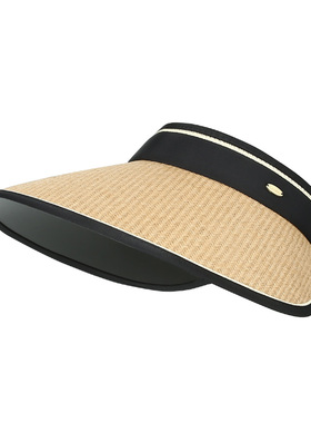 CACUSS帽子女夏季空顶防晒帽大帽檐新款遮阳帽可卷草帽户外太阳帽