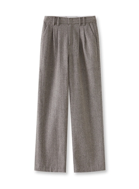 LILY新款女装含绵羊毛直腿显瘦OL通勤套装西装裤女款阔腿裤