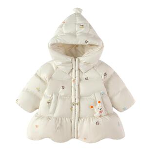 巴拉巴拉女童羽绒服宝宝中长款外套儿童加厚上衣2025冬装新款童装