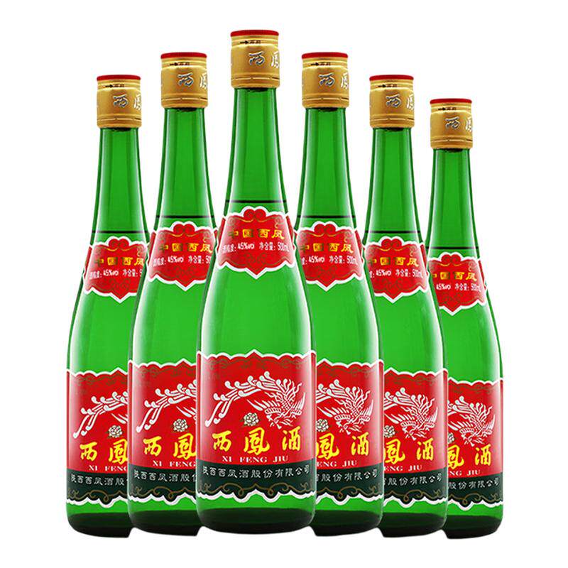 西凤酒 45度500ml*6瓶高脖老绿瓶凤香型白酒省外版陈酿口粮酒