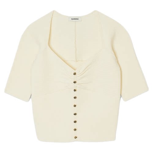 金属花型装饰 正面褶皱细节 短款修身版型