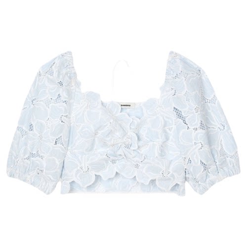 SANDRO女装法式镂空扭结修身上衣