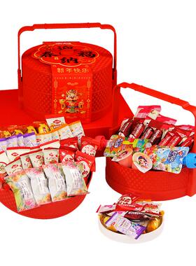金冠年货糖果礼盒装1004g双层提篮糕点巧克力新年拜年过年送礼品
