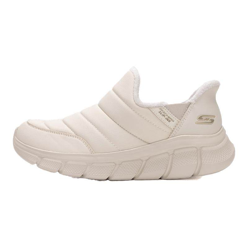 斯凯奇加绒女鞋冬季棉鞋新款一脚蹬穿脱休闲老人鞋保暖软底运动鞋