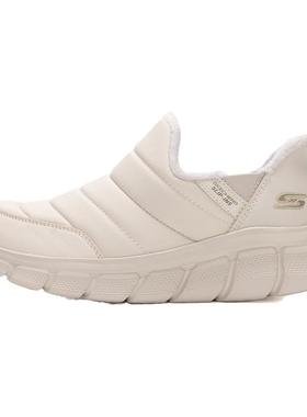 斯凯奇加绒女鞋冬季棉鞋新款一脚蹬穿脱休闲老人鞋保暖软底运动鞋