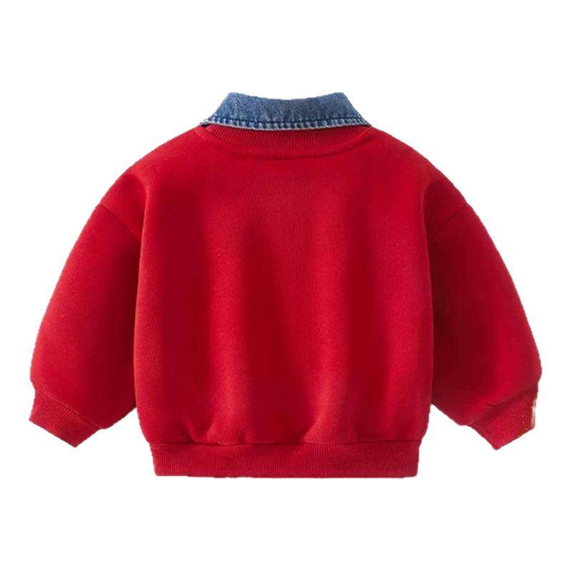 儿童加绒加厚红色卫衣2025秋冬新款中小童冬装男童洋气上衣AS704,童装/婴儿装/亲子装,卫衣/绒衫,淘宝优惠券,粉丝福利购,淘宝优惠卷