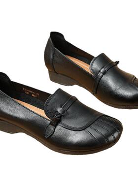 红蜻蜓2026年春季时尚女鞋休闲豆豆鞋简约舒适妈妈鞋平底圆头鞋子