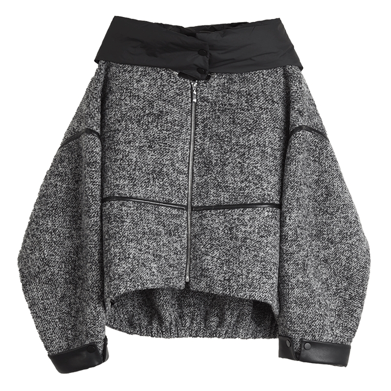 绵羊毛羊驼毛混纺毛呢大衣ELLE