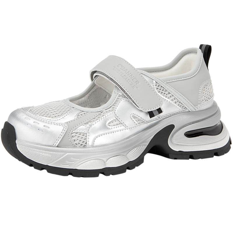 【徐梦洁|赖美云同款】千百度银色厚底休闲凉鞋女新款运动鞋