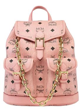 [新年礼物]MCM AREN迷你桃花粉抽绳链条双肩时尚流行背包通勤旅行