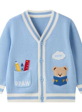 【抗静电】PawinPaw卡通小熊童装26年春夏季新款男女宝宝针织开衫