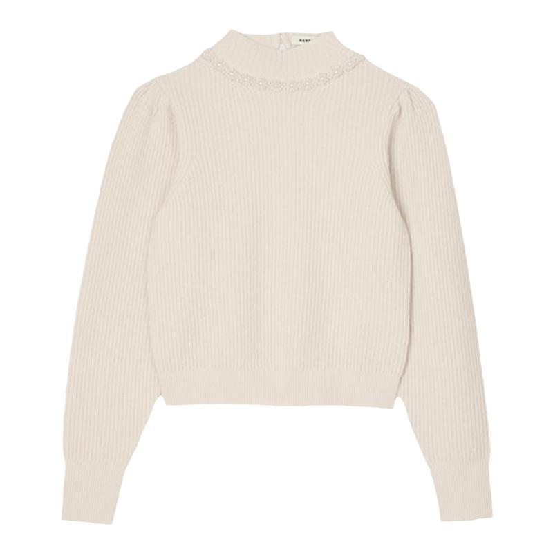 SANDRO仿珠饰羊毛针织上衣