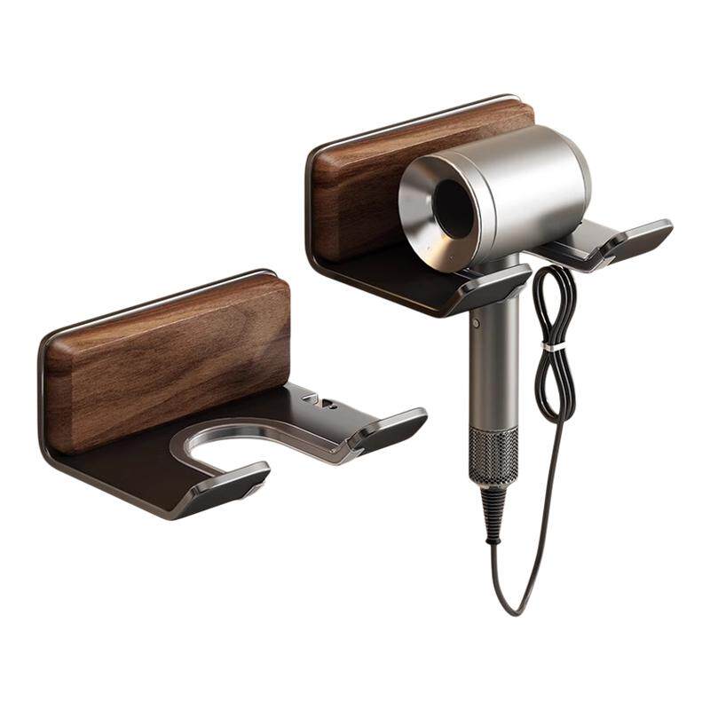 胡桃木吹风机置物架免打孔电吹风挂架吹风筒支架浴室架子收纳架