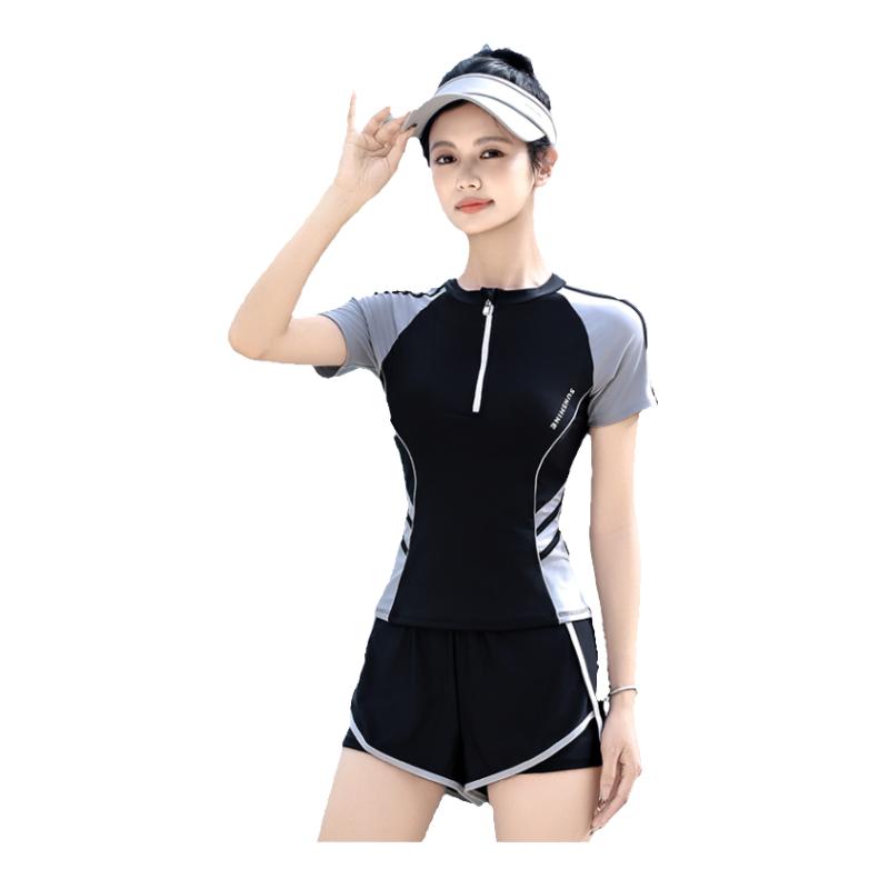 泳衣女泡温泉2024新款爆款分体式保守女孩遮肚显瘦平角运动游泳装