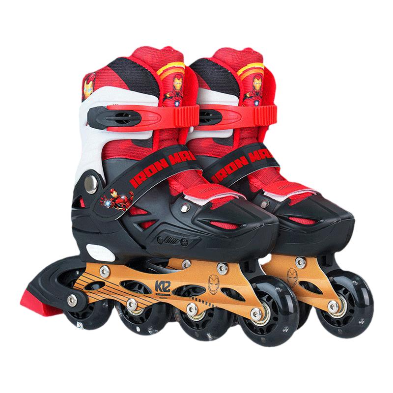钢铁侠儿童闪光轮滑鞋可调大小