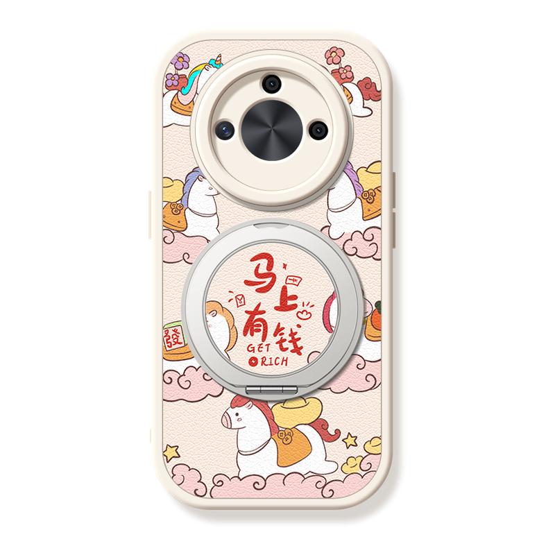 适用荣耀X70手机壳x60华为x50/x40i小羊皮X30新年x30i新款x50GT磁吸支架x20/20se/x10女款9x卡通8x可爱发财