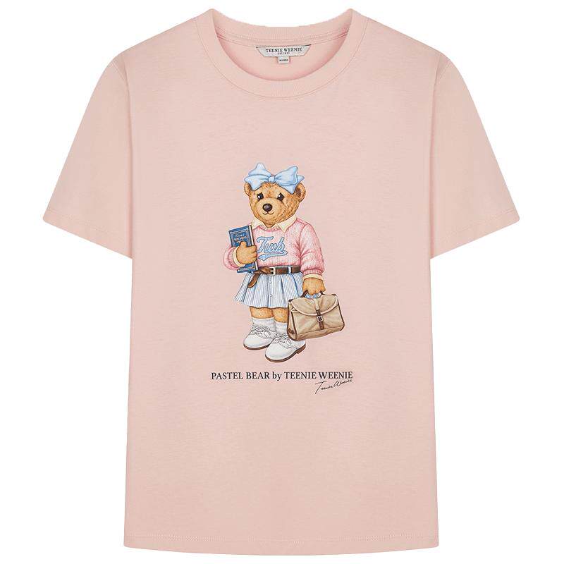 TeenieWeenie小熊女装T恤夏款休闲运动潮流舒适印花宽松短袖上衣