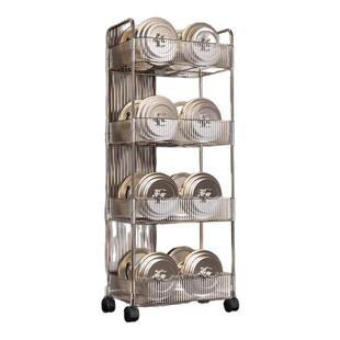 亚克力零食置物架落地移动小推车透明桌下柜多层收纳架客厅书房