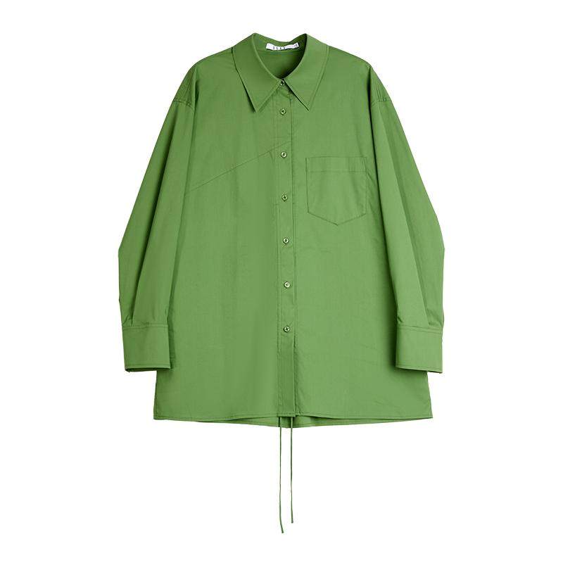 ELLE法式长袖抽绳设计感衬衫