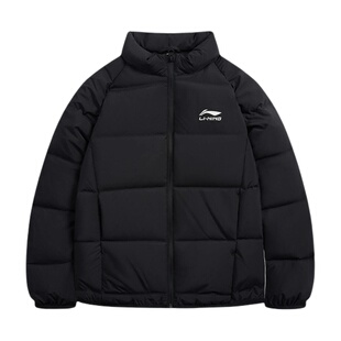 李宁儿童短款羽绒服官方旗舰正品立领无帽长袖保暖鸭绒含量羽绒服