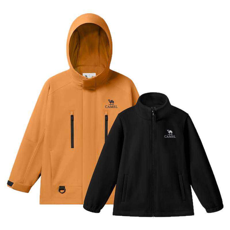 骆驼儿童冲锋衣三合一两件套2026新款防风防水户外登山服男童外套