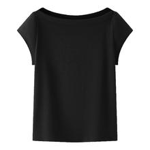 森马短袖T恤女短款纯色显瘦百搭2025夏新款紧身一字领上衣小性感