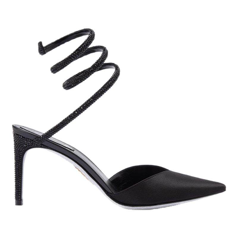【礼物】RENE CAOVILLA CLEO系列黑色水钻绑带女士高跟鞋,女鞋,时装凉鞋,淘宝优惠券,粉丝福利购,淘宝优惠卷