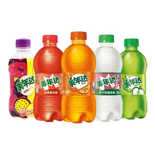 百事可乐美年达橙味西瓜荔枝味300ml小瓶便携口袋装碳酸饮料汽水