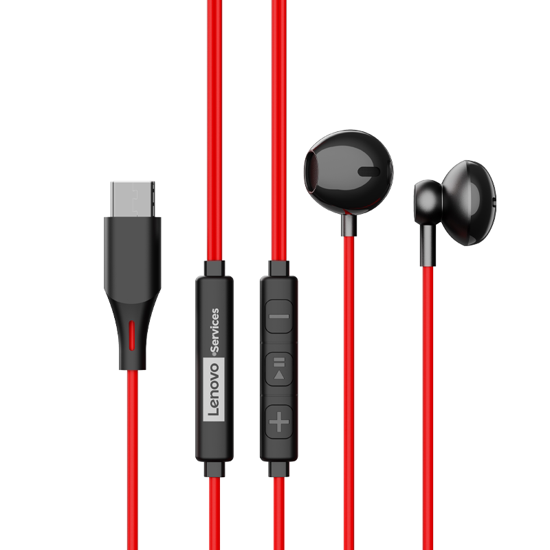 联想Y103有线耳机游戏专用半入耳式Type-C高音质线控台式电脑耳麦