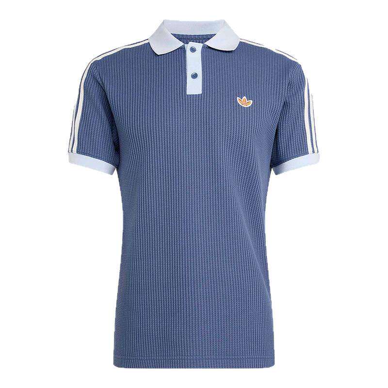 adidas阿迪达斯三叶草华夫格半袖T恤男纽扣领短袖POLO衫 KX1230
