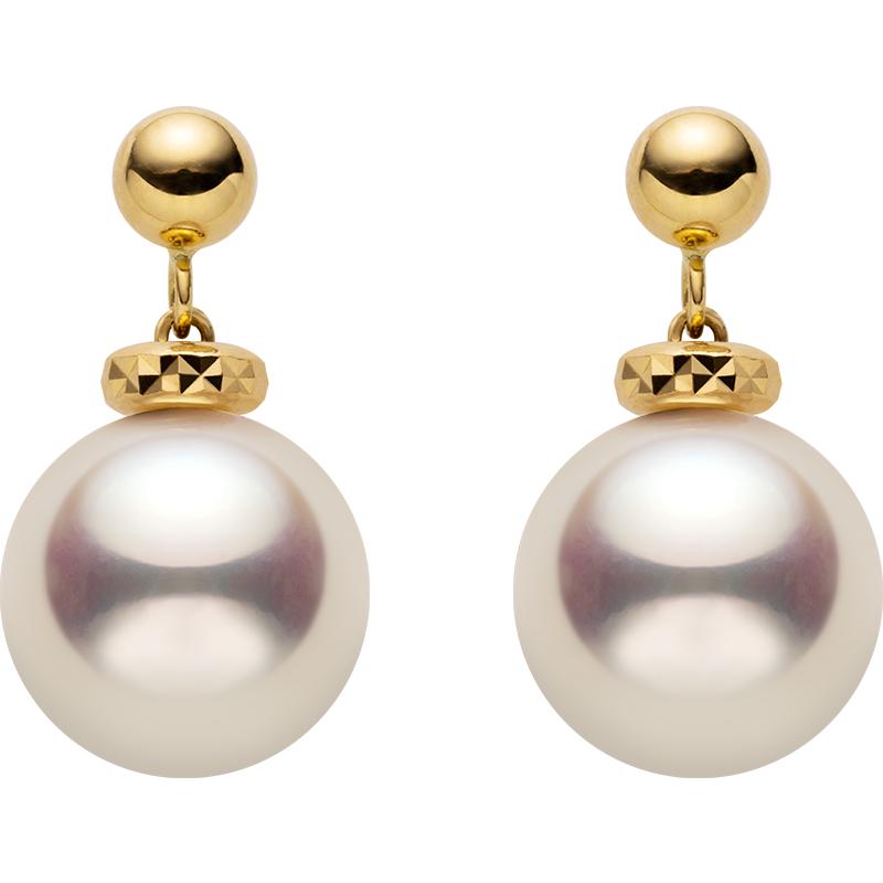 HELAS赫拉车花海水珍珠18K金耳钉