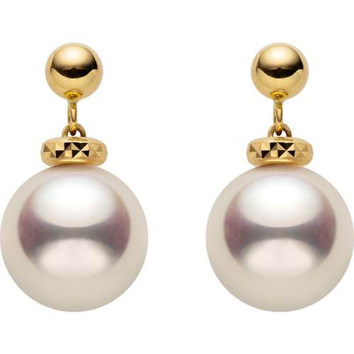 HELAS赫拉车花海水珍珠18K金耳钉