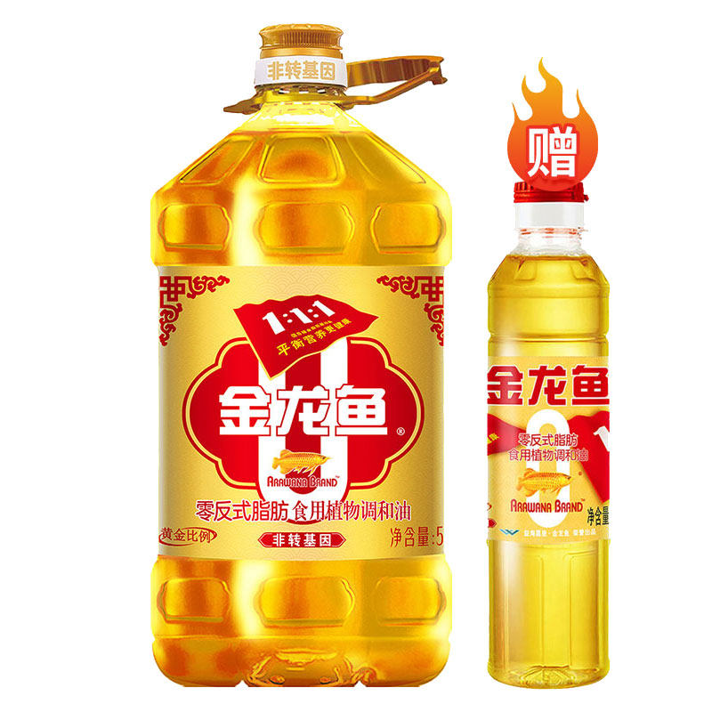 金龙鱼非转基因黄金比例1比1:1零反式脂肪食用调和油5L桶装家用