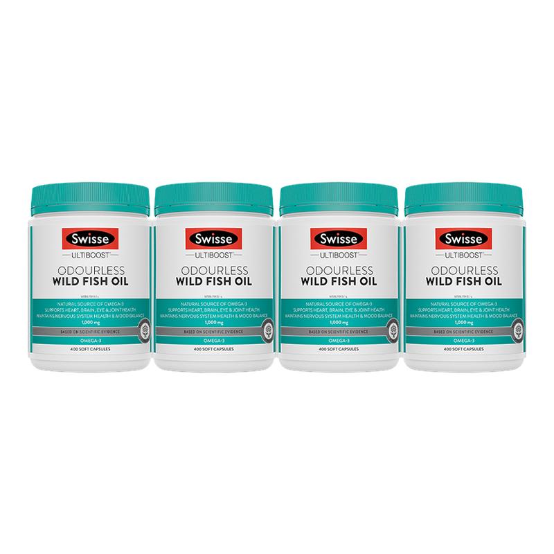 Swisse斯维诗高浓度深海鱼油omega3软胶囊DHA/EPA400粒*4瓶