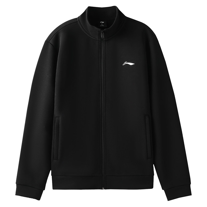 李宁立领外套男卫衣男士2026春季新款黑色宽松休闲开衫运动服上衣