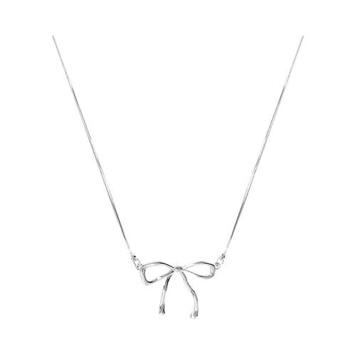银色简约蝴蝶结项链女