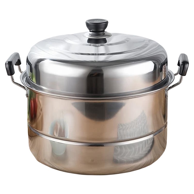 加厚大号蒸锅不锈钢家用二层双层蒸馍钢筋锅汤锅电磁炉煤气灶锅具