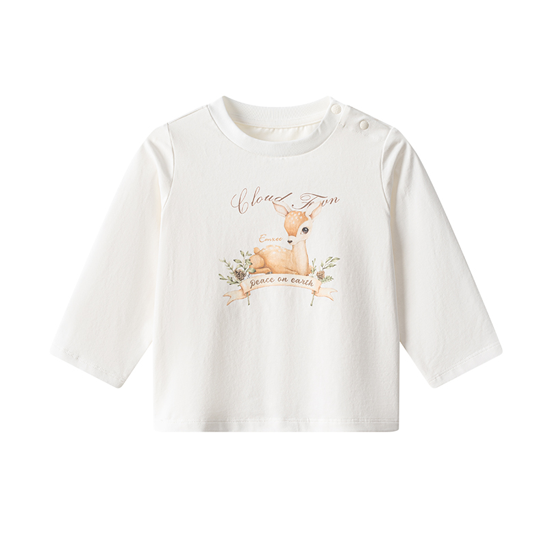 嫚熙儿童秋季新款男女宝宝纯棉抗菌印花T恤长袖打底外出上衣童装