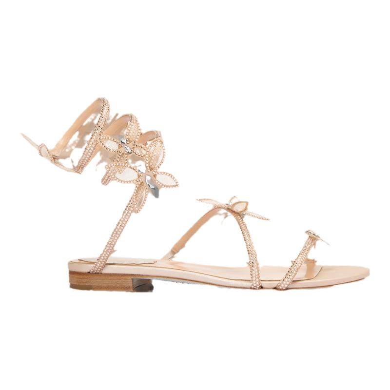 【礼物】RENE CAOVILLA BUTTERFLOWER系列水钻女士平底凉鞋,女鞋,时装凉鞋,淘宝优惠券,粉丝福利购,淘宝优惠卷