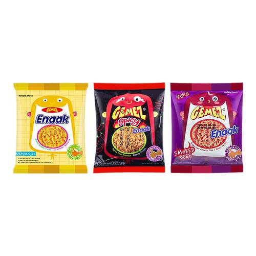 印尼进口gemez小鸡干脆面enaak小鸡面干吃面掌心脆方便面零食小吃