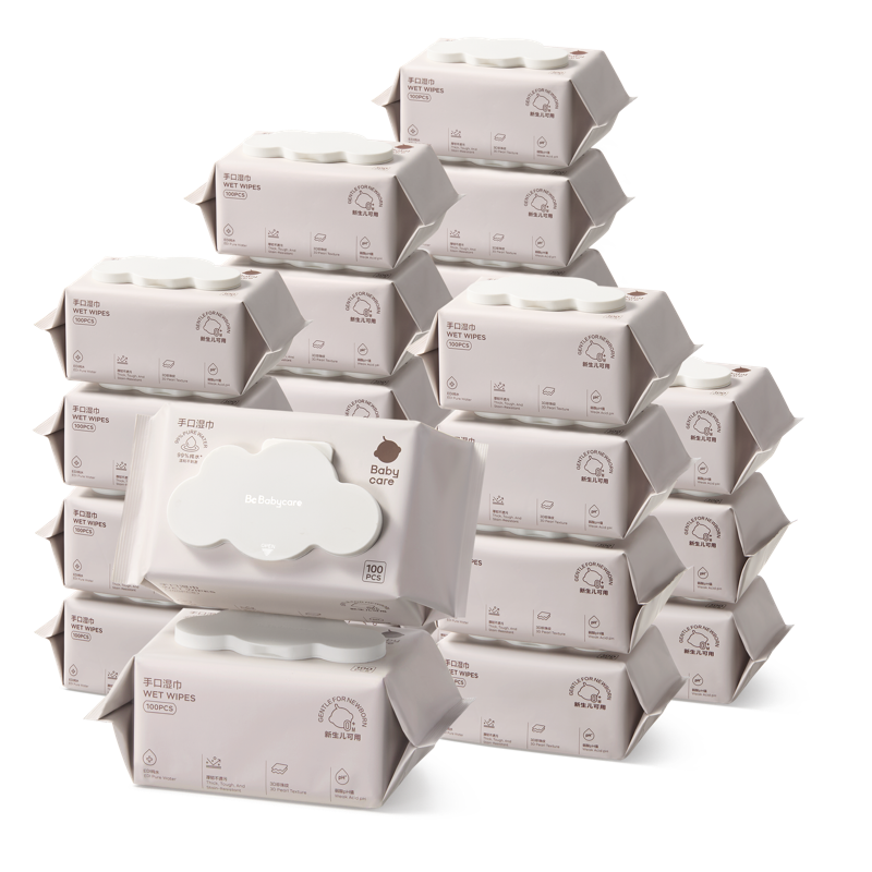 babycare粉盖湿巾宝宝婴幼儿新生儿加厚100抽手口专用家庭湿纸巾,婴童用品,普通婴童湿巾,淘宝优惠券,粉丝福利购,淘宝优惠卷